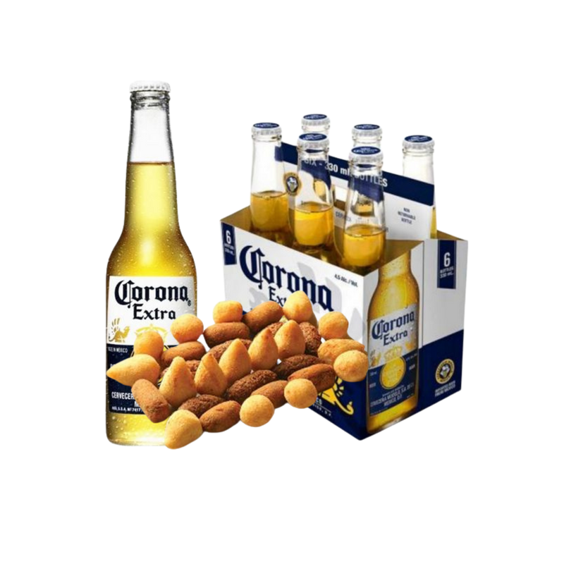 Combo 6 Corona Long Neck 330ml + Mini Salgado Frito Congelado