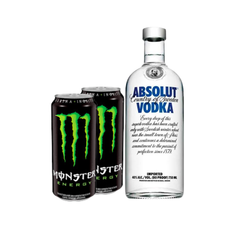 Combo Vodka Absolut 1L + 2 Monster 473ml