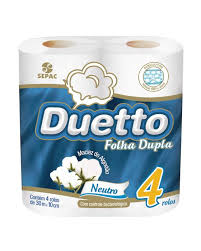 Papel Higiênico Duetto Neutro Folha Dupla 30mt C/4 rolos