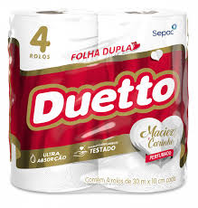 Papel Higiênico Duetto Maciez e Carinho Folha Dupla 30mt C/4 Rolos