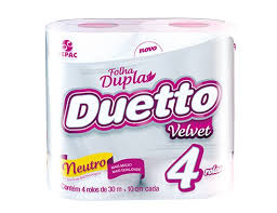 Papel Higiênico Duetto Velvet Folha Dupla 30mt C/4 rolos